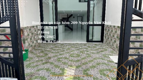 Bán Nhà Gò Vấp Hẻm 209 Đường Nguyễn Văn Khối Phường 8, 3.7x18 - Giá 3.7 Tỷ