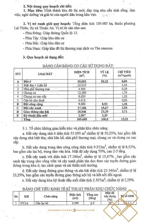 Quy Hoạch 1/500 Dự Án Eco Xuân Lái Thiêu Bình Dương