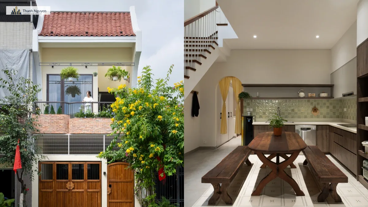 Nhà Phố 100m2 Đà Nẵng: Mái Ngói Cong, Gạch Thô Gìn Giữ Hồn Việt