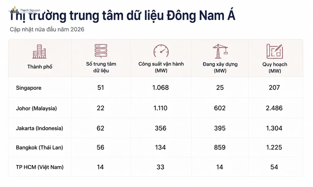 Việt Nam Hút Sóng Đầu Tư Trung Tâm Dữ Liệu Tỷ Đô Cho AI 2 Nguồn dữ liệu: Cushman & Wakefield. Ảnh đồ họa có sử dụng công cụ AI